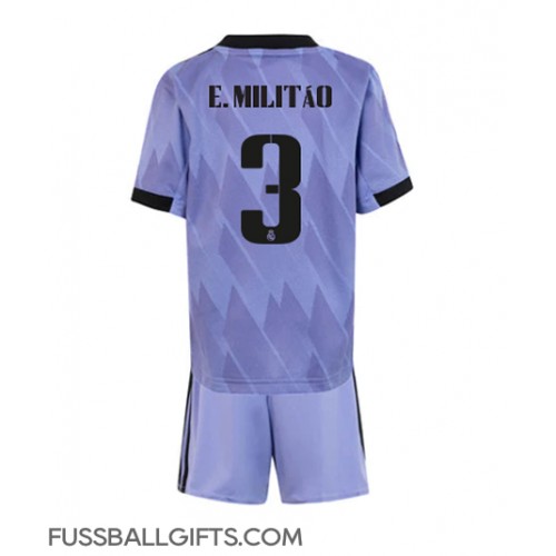Real Madrid Eder Militao #3 Fußballbekleidung Auswärtstrikot Kinder 2022-23 Kurzarm (+ kurze hosen)